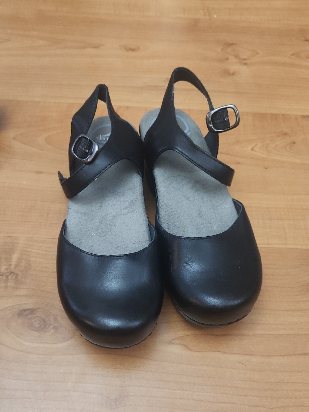 Dansko Black Leather Slingback Clogs